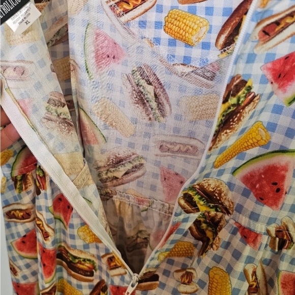 Retrolicious Blue Checkered Food Print Dress - Picture 3 of 6